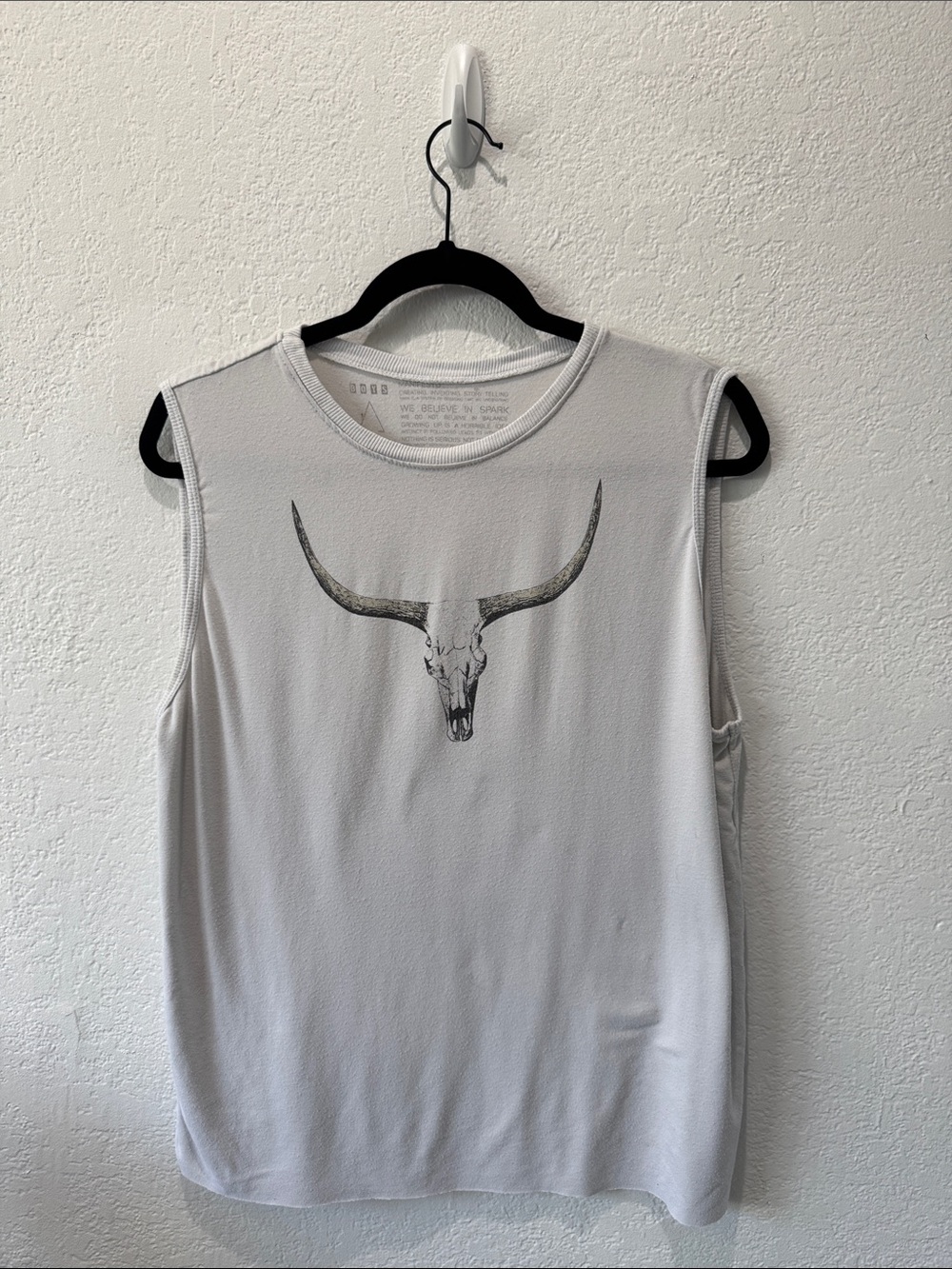 Boys + Arrows White Tank with Longhorn Skull Graphic